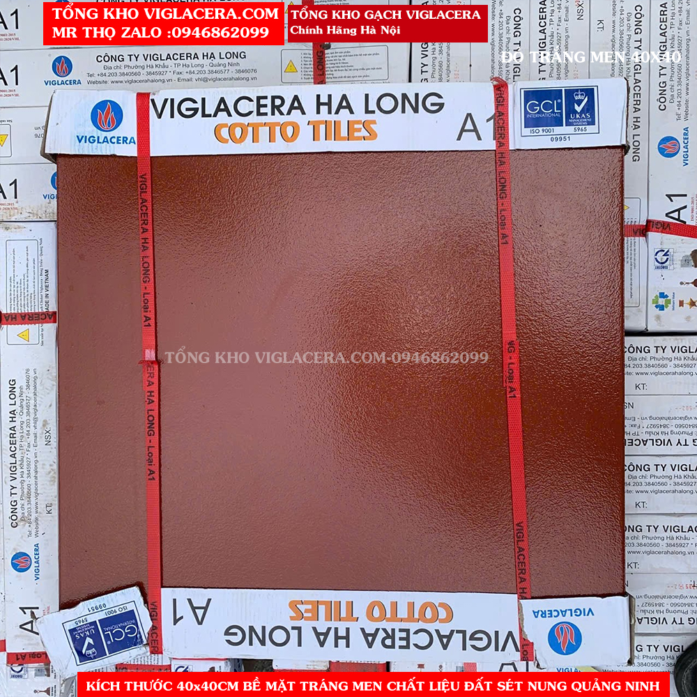 Gạch đỏ tráng men Cotto Viglacera Hạ Long 40x40 A1